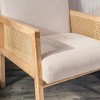 Nordlys Wood Lounge Chair in Rattan and Velvet Countryside Style Living Room - 2 of 4