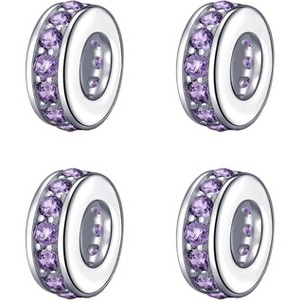 Sterling Silver Clear CZ Spacer Charm Bead for Bracelets - 1 of 4