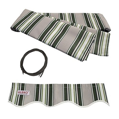 Aleko Fab12x10mstrgr58 Awning Fabric Replacement 12x10 Ft For Retractable Awning Multistripe Green Target