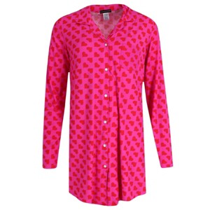 Not a Morning Person Women's Valentine Hearts Button Down Nightshirt - 1 of 3