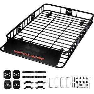 VEVOR Roof Rack Cargo Basket, 64" x 39" x 6" Rooftop Cargo Carrier with Extension, Heavy-duty Steel 200 LBS Capacity Universal Roof Rack, Black - 1 of 4
