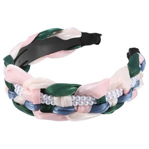Unique Bargains Women's Bling Pearl Tulle Knot Headband Hairband Accessories 1.18 Inch Wide 1 Pc - 1 of 4
