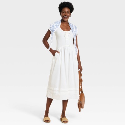 white prairie dress Textured Solid Prairie Midi Dress – Jupiter Row