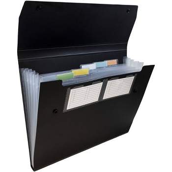 JAM Paper 9" x 13" 6 Pocket Plastic Expanding File Folder with Snap Closure - Letter Size - Black