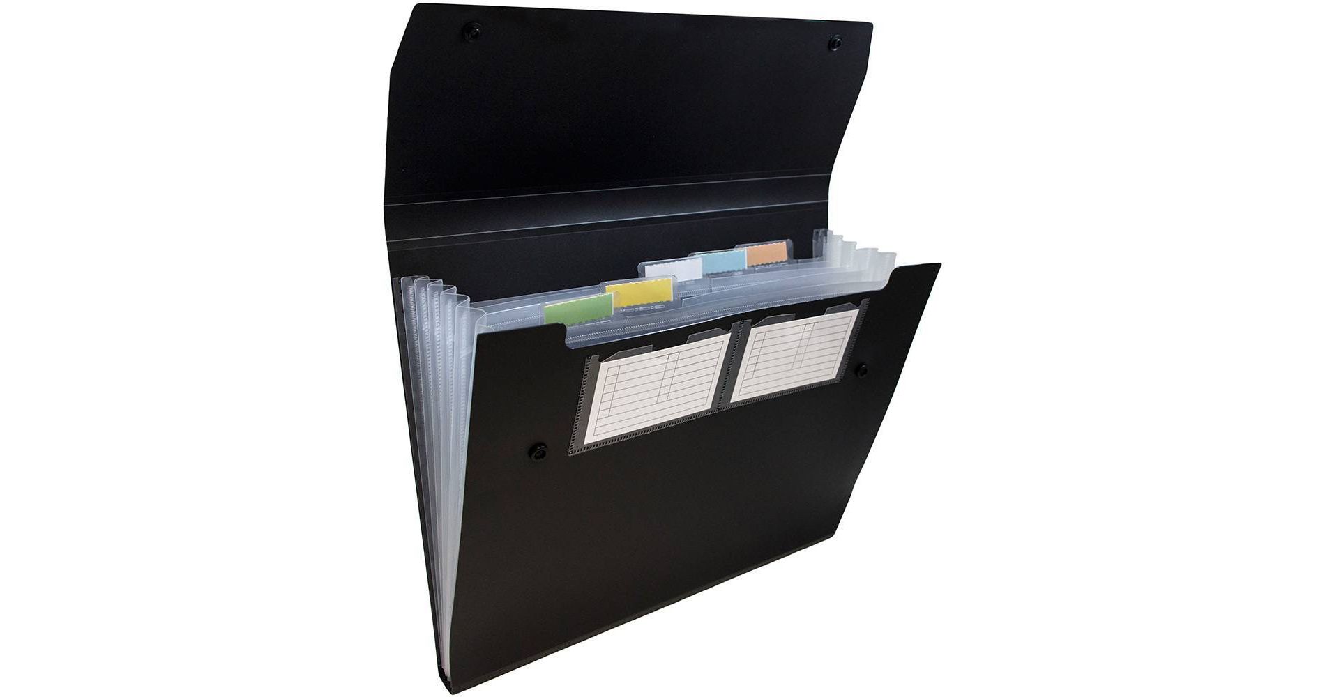 JAM Paper 9" x 13" 6 Pocket Plastic Expanding File Folder with Snap Closure - Letter Size - Black: Accordion Organizer