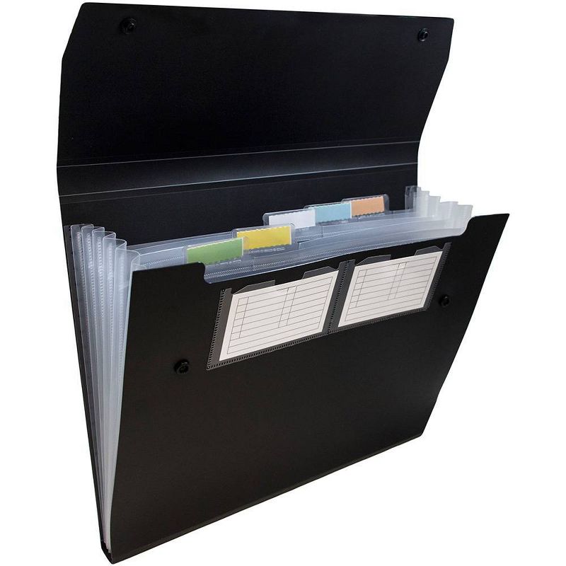 JAM Paper 9" x 13" 6 Pocket Plastic Expanding File Folder with Snap Closure - Letter Size - Black, 1 of 5