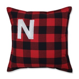 Indoor Christmas Buffalo Plaid N Square 16.5-inch Throw Pillow - Pillow Perfect: Faux Fur, Rustic Farmhouse Charm - 1 of 3