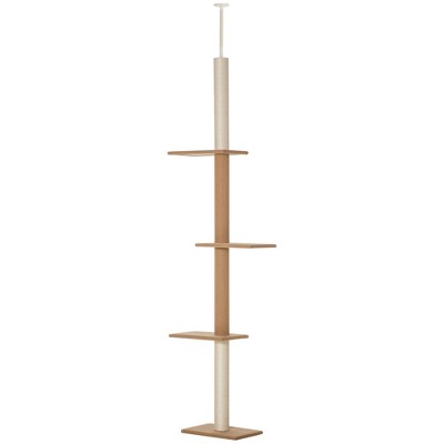Light Brown Sisal Floor to Ceiling Cat Tree Tower
