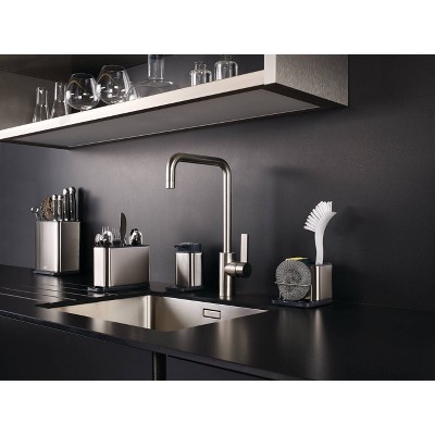 Small Stainless Steel Sink Organizer with Gray Accents