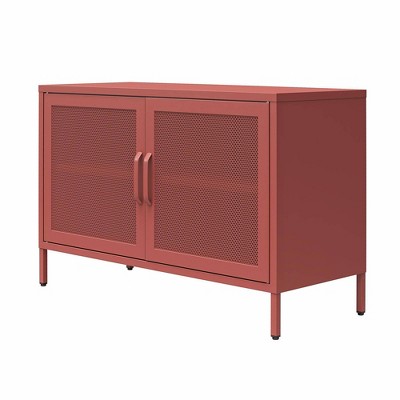 Terracotta Metal Mesh 2-Door Adjustable Storage Cabinet