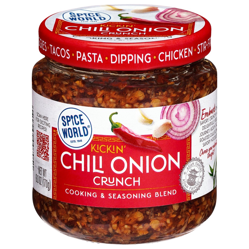Spice World Chili Onion Crunch 6oz Jar - Seasoning Blend