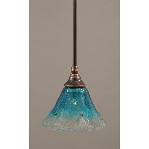 Toltec Lighting Any 1 - Light Pendant in  Black Copper with 7" Teal Crystal Shade - 1 of 1