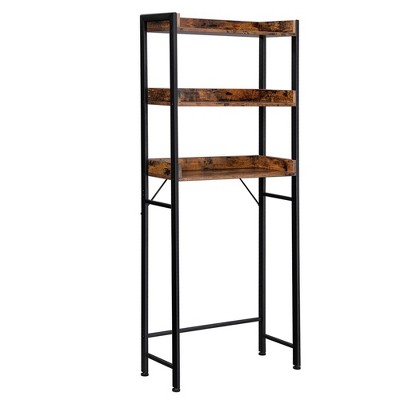 Rustic Brown and Black 3-Tier Over-the-Toilet Storage Rack