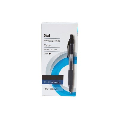 MyOfficeInnovations Aura Retractable Gel Pens Medium Point Black Ink Dozen MYO2072167