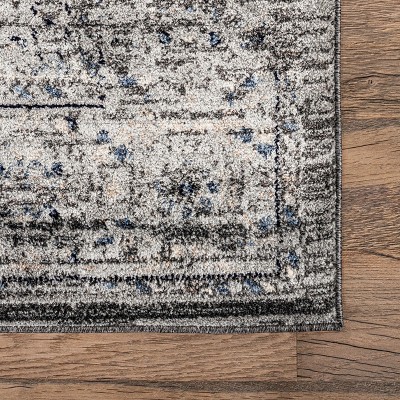Vintage Medallion Gray 9' x 12' Synthetic Easy-Care Area Rug