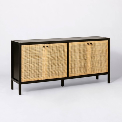 Black rattan clearance media console