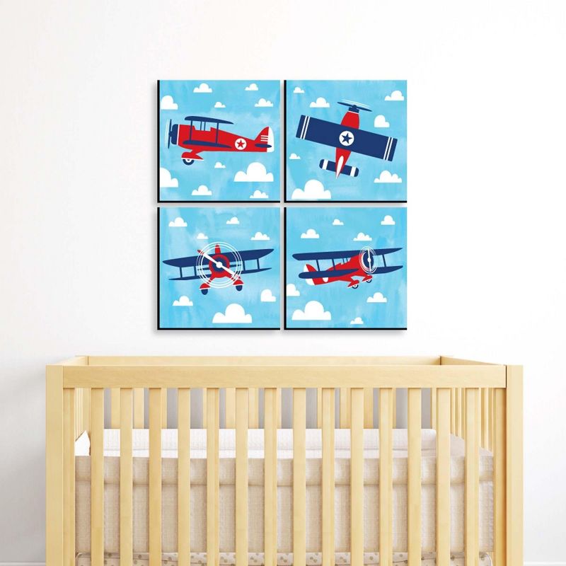 Big Dot of Happiness Taking Flight - Airplane - Vintage Plane Kids Home Decor - 11 x 11 inches Nursery Wall Art - Set of 4 Prints for baby's room, 2 of 9