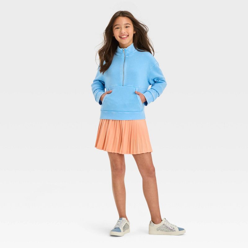 Girls' Washed Fleece Quarter Zip Pullover Sweatshirt - art class™, 4 of 5
