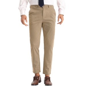 Lars Amadeus Men's Dots Pattern Slim Fit Flat Front Pants - 1 of 4