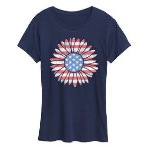 Women's - Instant Message - Daisy Usa Flag Short Sleeve Graphic T-Shirt - 1 of 4