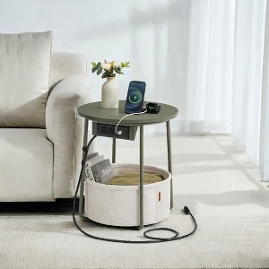 Side Table Side Table With Charging Station Drink Table Bedside Table Nightstand End Table Night Stand Round Side Table Small Side Table - 1 of 4