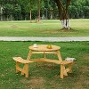 Racxily Outdoor 6 Person Picnic Table, 6 person Round Picnic Table with 3 Built-in Benches - 2 of 4