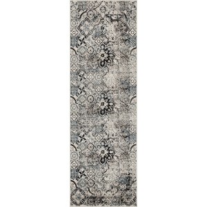 Vintage Traditional Distressed Floral Medallion Indoor Runner or Area Rug by Blue Nile Mills - 1 of 4