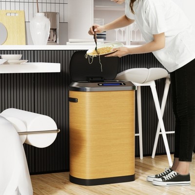 Vynxaria 50L Smart automatic Trash Cans -  Full Intelligent Sensor  - Wood