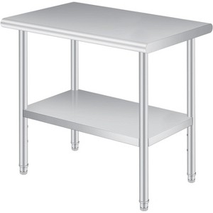 Stainless Steel Prep Table,with Rounded-Corner, Adjustable Undershelf, Commercial Heavy Duty Table with Adjustable Under Shelf - 1 of 4
