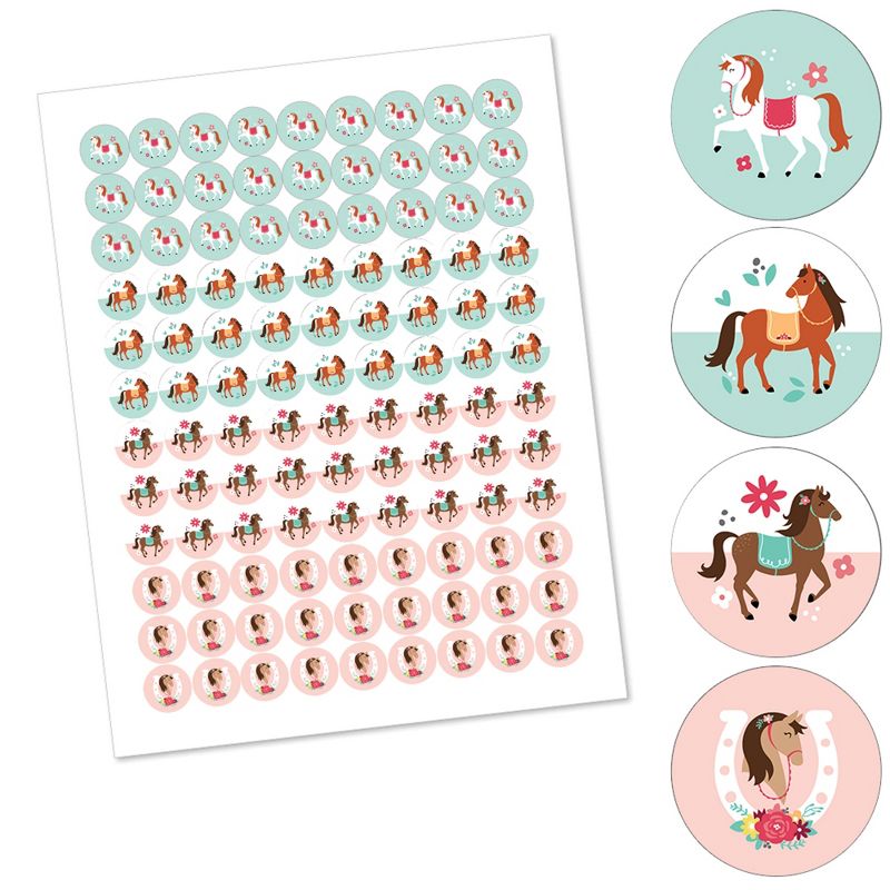 Big Dot of Happiness Run Wild Horses - Pony Birthday Party Round Candy Sticker Favors - Labels Fits Chocolate Candy (1 sheet of 108), 2 of 6