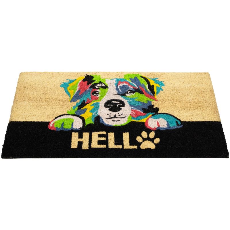 Northlight Ivory and Black "Hello" Multicolor Dog Outdoor Coir Doormat 18" x 30", 4 of 7