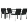 vidaXL Patio Dining Set Table and Chair with Cushions Poly Rattan and Steel - Black 55.1" Table Length 4 Chairs - 3 of 4