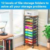 Simple Trending 12 Tier Rolling File Cart,Wood Desk File Organizer with Sliding Trays and Storage Multifunctional Rolling Clutter Cart, Black - 4 of 4