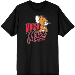 Men's Black Tom and Jerry T-shirt, Macho Mouse - 1 of 1