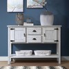 48'' Solid Wood Sideboard with 2 Drawers and Cabinet and Bottom Shelf, Vintage Style Storage Dining Room Buffet - 2 of 4