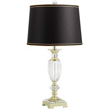 Vienna Full Spectrum Traditional Table Lamp 26.5" High Brass Cut Glass Urn Black Gold Hardback Drum Shade for Living Room Bedroom Bedside