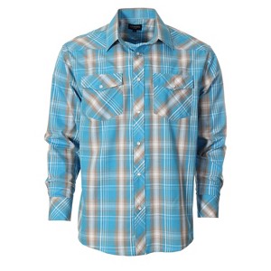 Gioberti Men's Western Plaid Long Sleeve Shirt with Pearl Snap-on - 1 of 4