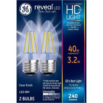 GE 2pk 3.5W 40W Equivalent Reveal LED HD+ Light Bulbs Clear