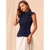 Allegra K Women's Ruffles Cap Sleeve Tops Tie Neck Button Up Peter Pan Collar Blouse Shirts - 4 of 4