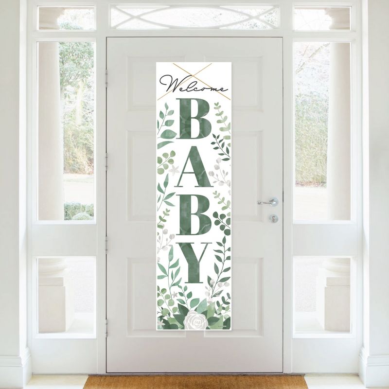 Big Dot of Happiness Boho Botanical Baby - Greenery Baby Shower Front Door Decoration - Vertical Banner, 2 of 8