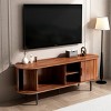 Modern MDF Storage TV Stand with Sliding Door,Mid Century TV Console Table for Living Room,Walnut TV Stand Cabinet with Fluted Design-Coolbibila - 2 of 4
