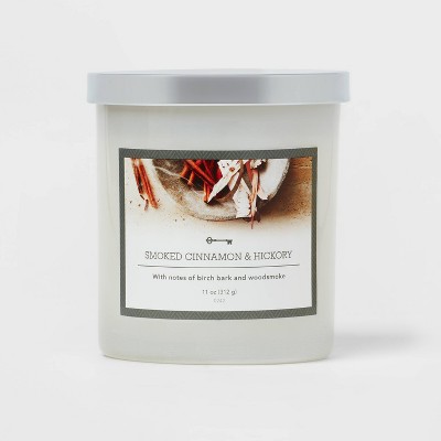 Glass Jar Candle Smoked Cinnamon & Hickory White - Threshold™