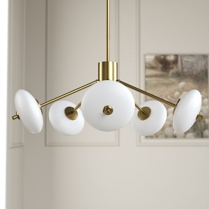 Maxax 32" 5-Light Gold LED Chandelier,  Mid-Century Modern Ceiling Lighting for Living Room Bedroom Dining Room - 1 of 4