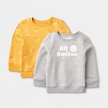 Toddler Girls' 2pk Fleece Pullover Sweatshirt - Cat & Jack™ Heather Gray/Yellow