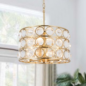 Maxax 17.14" 4-Light Brass Iron Chandelier,Dimmable Ceiling Lighting with Adjustable Chain & Sloped Ceiling Compatibility - 1 of 4
