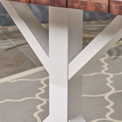 Cassia 72" Dark Brown and White Acacia Wood Dining Table