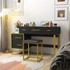 Vanity Desk With Flip Top Mirror, Makeup Vanity Table with 4 Drawers & Cushioned Stool, Space Saving Vanity with Cabinet Set for Bedroom Small Space - 3 of 4