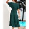 Coolmee Women Smocked High Waist Cross V Neck Ruffled Short Sleeve Layered Midi Dress - 3 of 4