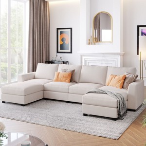 6-Piece U-shape Large Sectional Sofa with Removable Ottomans for Living Room, Indoor Furniture - Maison Boucle - 1 of 4