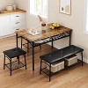 Dining Table Set for 4 with Storage Rack, Kitchen Table w/Upholstered Bench & 2 Chairs, Kitchen Table & Chairs Set for Small Space, Apartment - 2 of 4
